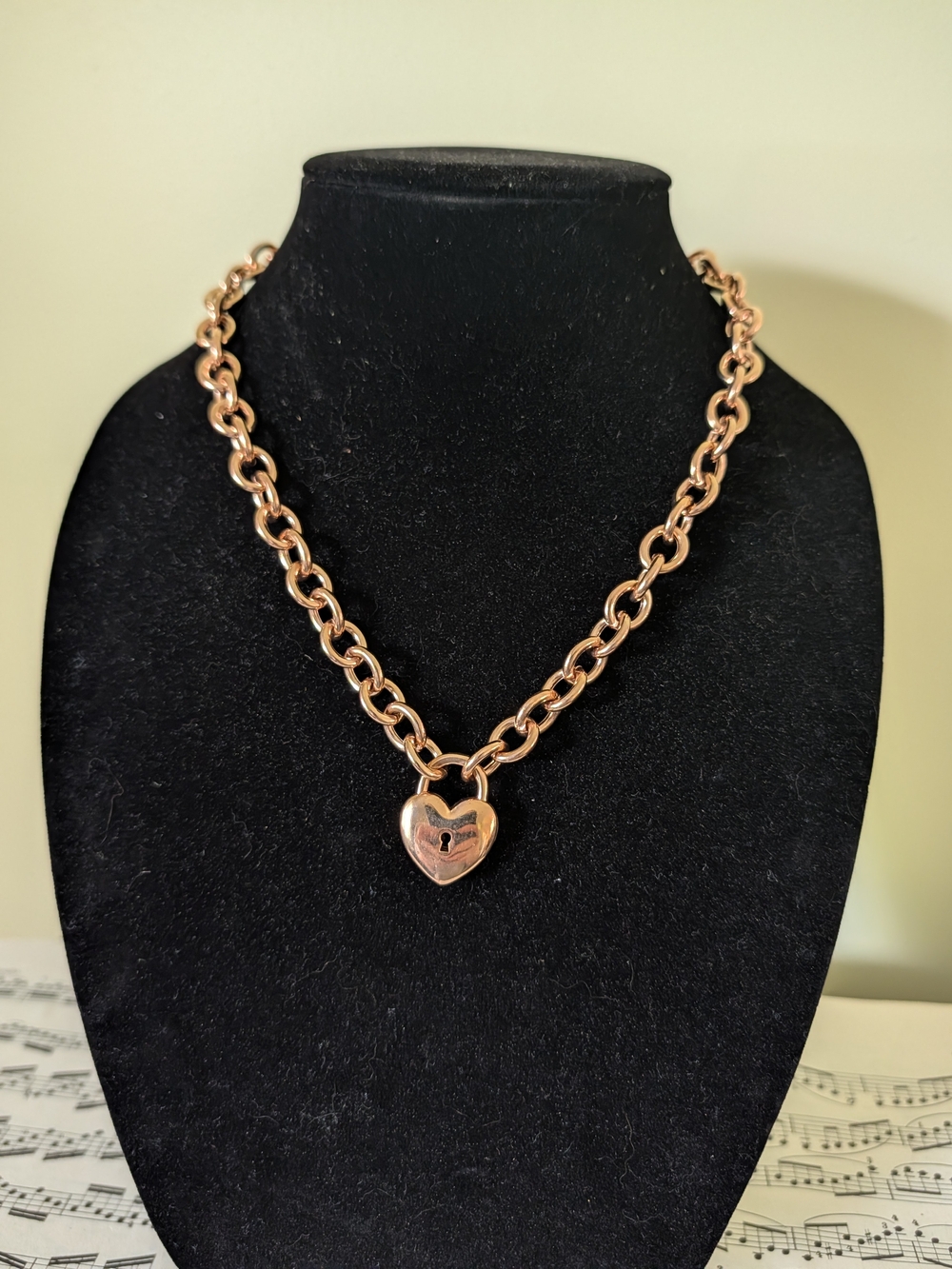 Heart Padlock Chain Necklace - Rose Gold
